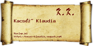 Kacsó Klaudia névjegykártya